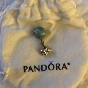 Pandora Charm - Elephant & Blue Balloon